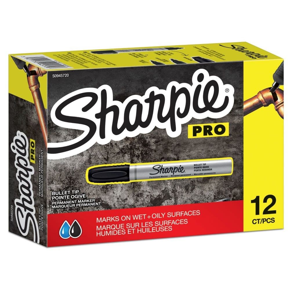 Sharpie S0945720 Pro Metal Barrel Small Bullet Black Box of 12