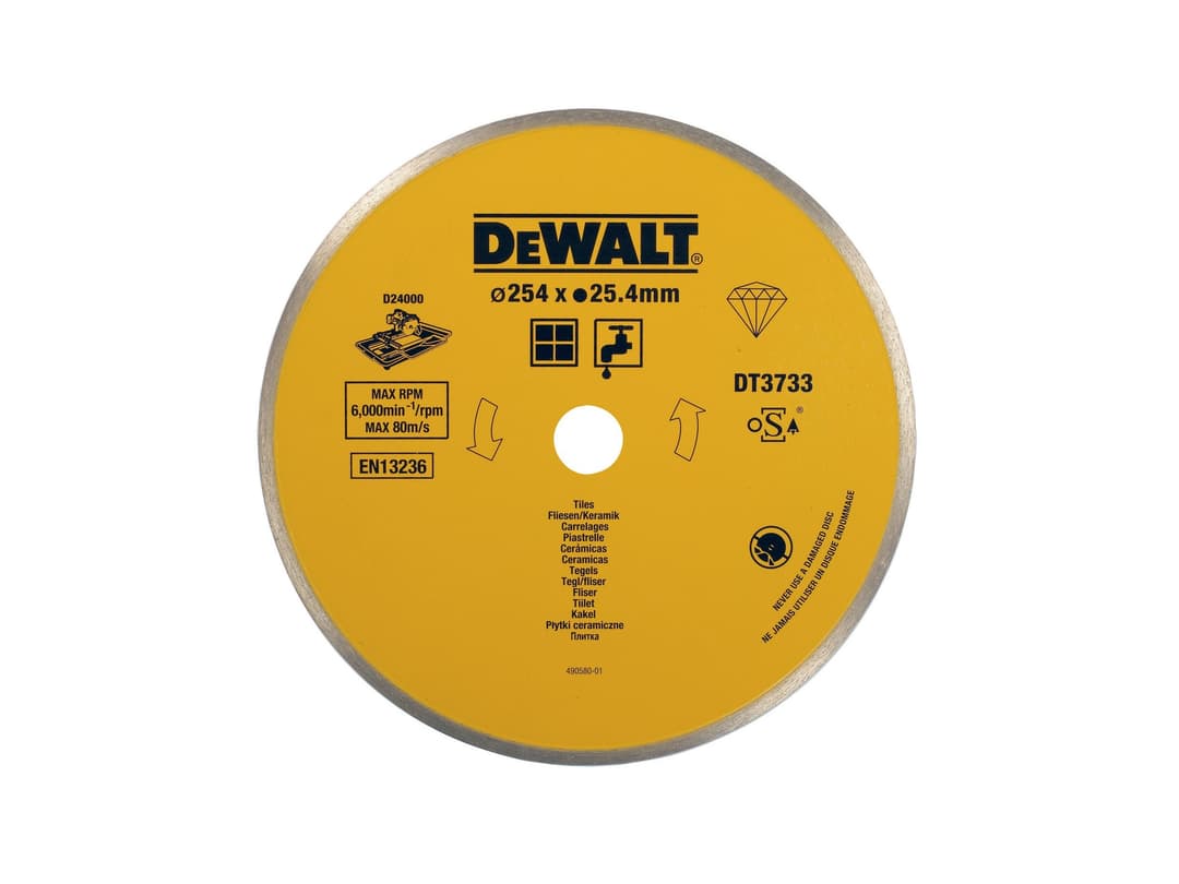 DeWalt DT3733XJ 254 x 25.4mm Ceramic Diamond Tile Blade, DT3733-XJ - Orange - Image 1