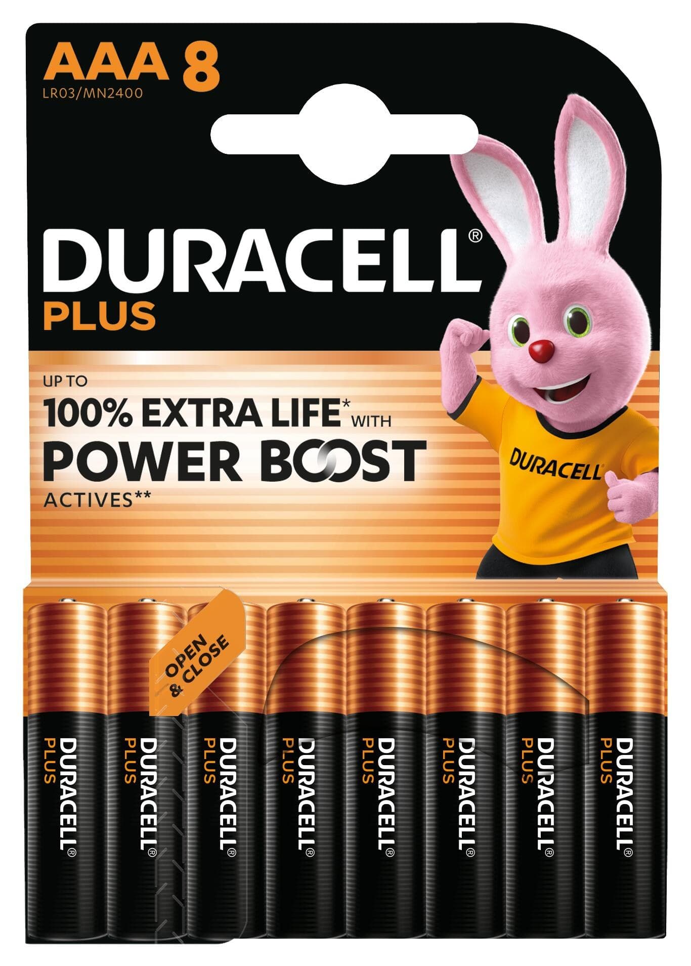 Duracell Plus AAA Alkaline Single-use Batteries LR03/MN2400 - Pack of 8