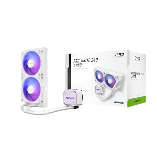 ASRock Pro White 240 ARGB All-in-One Liquid CPU Cooler, 240mm Radiator - White - Image 2