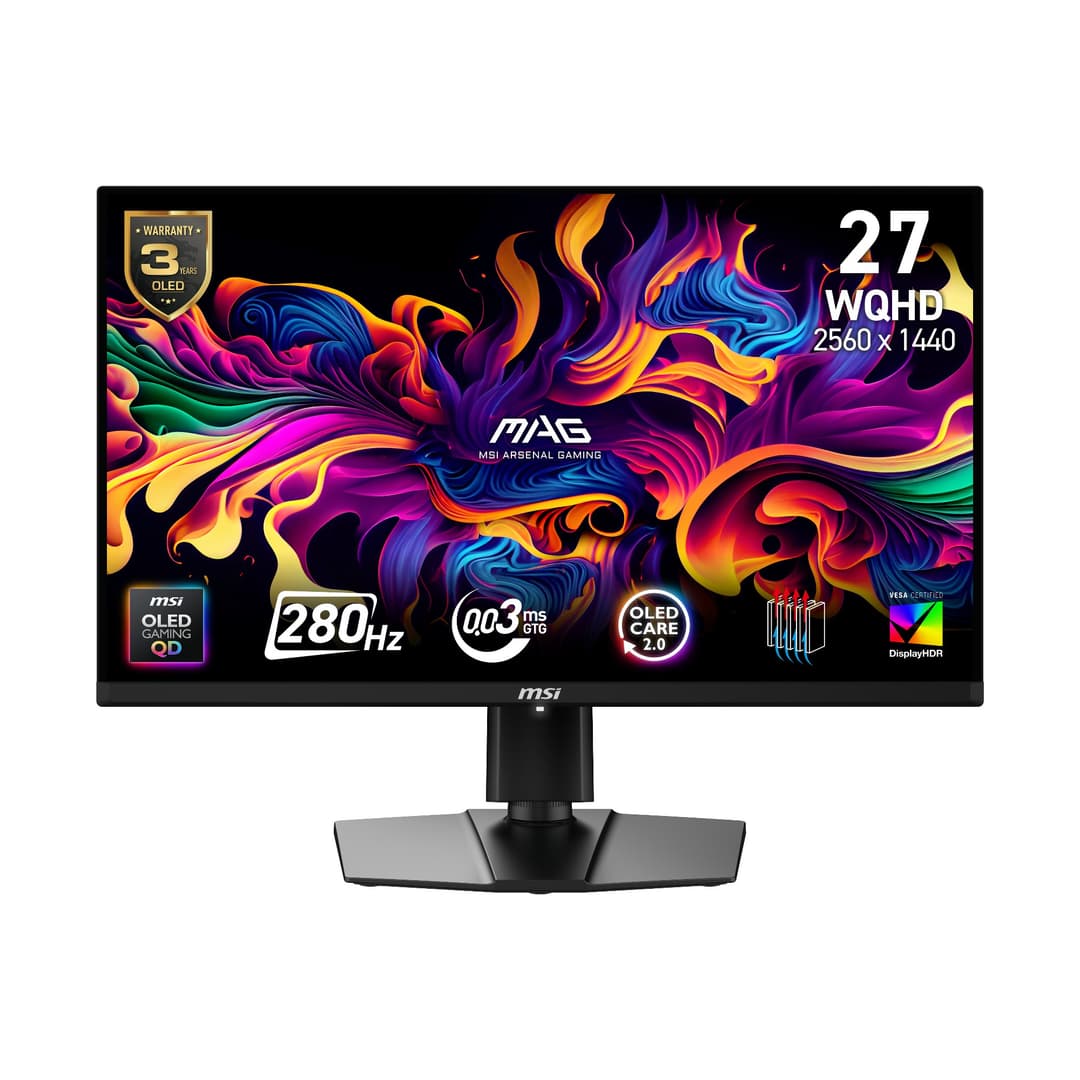 MSI MAG 271QP X28 27" QHD QD-OLED 280Hz 0.03ms DisplayPort HDMI Gaming Monitor - Image 1