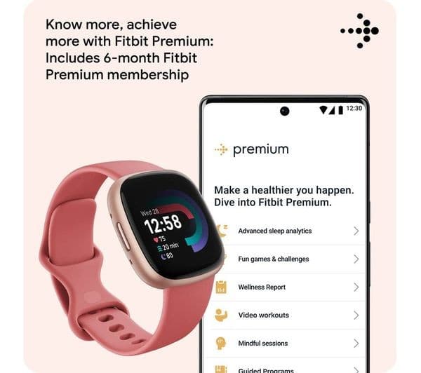 Fitbit Versa 4 Smartwatch Pink Sand - Image 4