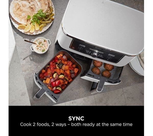 Ninja Foodi MAX Dual Zone AF400UK 9.5L 2-Drawer Air Fryer 2470W - White - Image 6