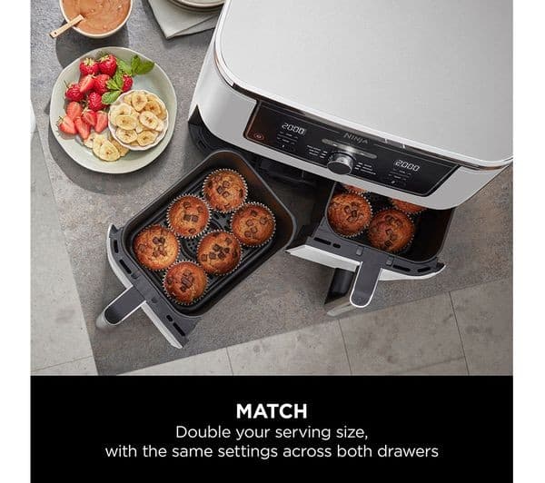 Ninja Foodi MAX Dual Zone AF400UK 9.5L 2-Drawer Air Fryer 2470W - White - Image 7