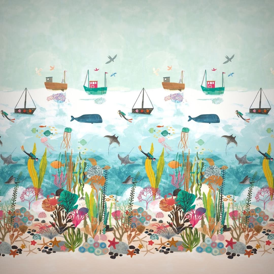 Harlequin Kids Above and Below Marine Life Wallpaper - Image 1