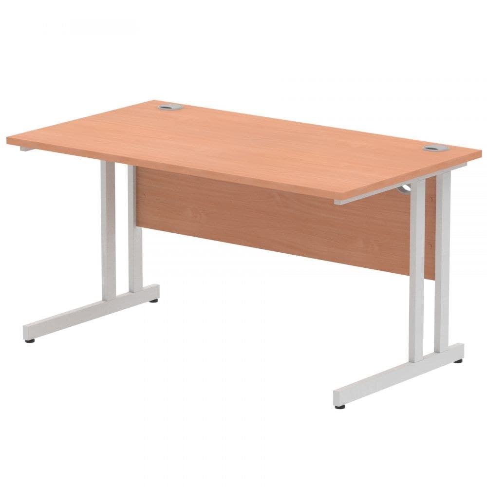 Dynamic Impulse 1400 x 800mm Straight Desk Beech Top Silver Cantilever Leg - Image 1