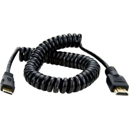 Atomos 19.68 /50cm Coiled Mini HDMI to Full Size HDMI Cable for Ninja Star Recorder - Image 2