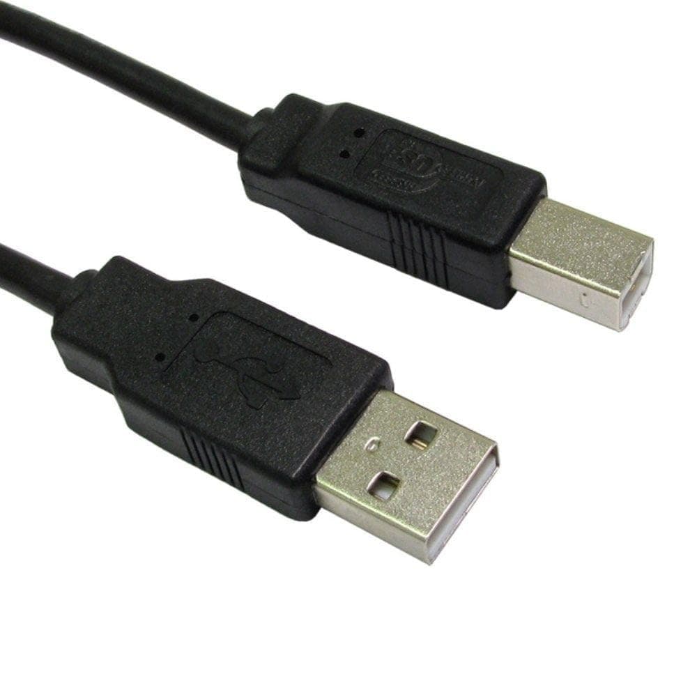 Cables Direct USB 2.0 Type A Male to Type B Male Cable 0.5m - Black