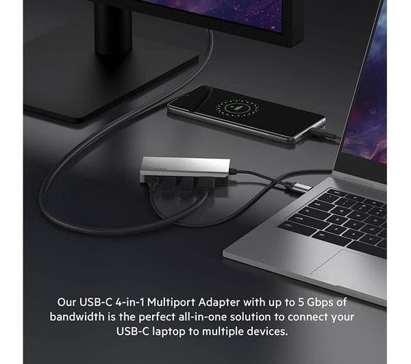 BELKIN AVC006btSGY 4-Port USB Hub Silver - Image 3