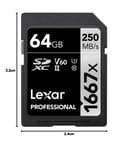 Lexar Professional 1667x 64GB SDXC UHS-II Memory Card - Black thumbnail 8