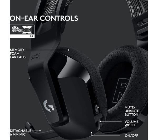 Logitech G733 Lightspeed Headphones Black - Image 6