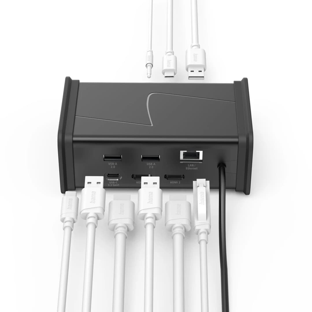 Hama Connect2Office Black USB-C Hub, 9 Ports, 2x HDMI, USB-A, USB-C, LAN - Image 3