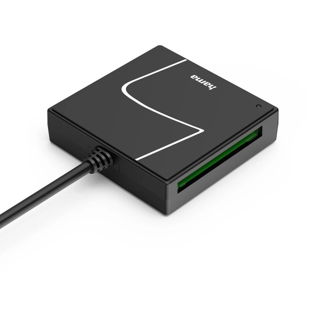 Hama 00200148 USB 3.2 Gen 1 Card Reader with USB-C Adapter - Black - Image 2