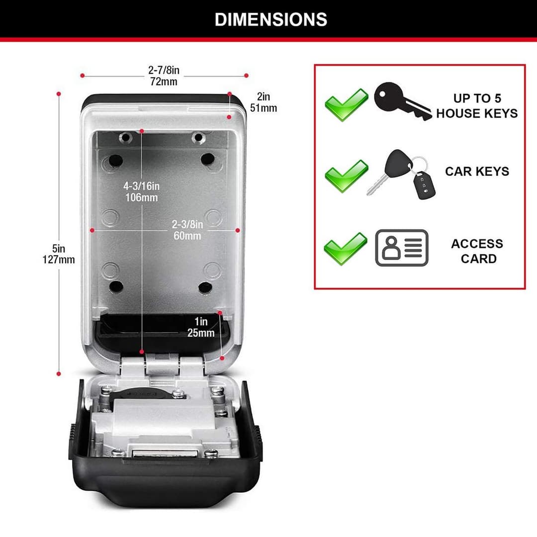 Master Lock 5425EURD Light Up Dial Combination Wall Mounted Key Safe - Image 2