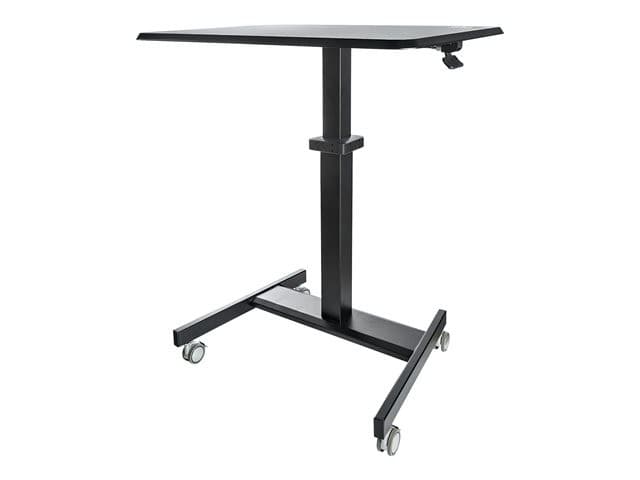 StarTech.com Mobile Standing Desk, Portable Sit Stand Ergonomic Height Adjustable Cart on Wheels, Rolling Computer/Laptop Workstation Table with Locking One-Touch Lift for Teacher/Student - Mobile Sit Stand Desk (STSCART2) - sit/standing desk - black