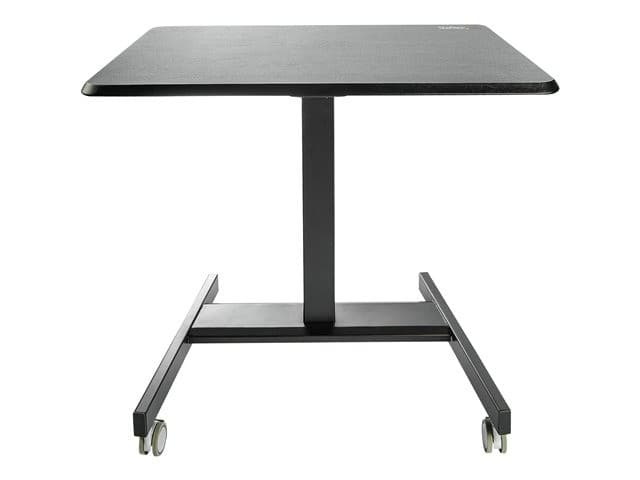StarTech.com Mobile Standing Desk, Portable Sit Stand Ergonomic Height Adjustable Cart on Wheels, Rolling Computer/Laptop Workstation Table with Locking One-Touch Lift for Teacher/Student - Mobile Sit Stand Desk (STSCART2) - sit/standing desk - black - Image 2