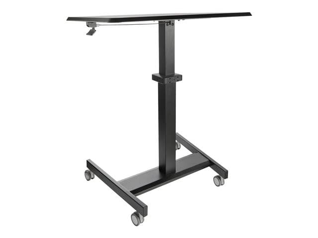 StarTech.com Mobile Standing Desk, Portable Sit Stand Ergonomic Height Adjustable Cart on Wheels, Rolling Computer/Laptop Workstation Table with Locking One-Touch Lift for Teacher/Student - Mobile Sit Stand Desk (STSCART2) - sit/standing desk - black - Image 3