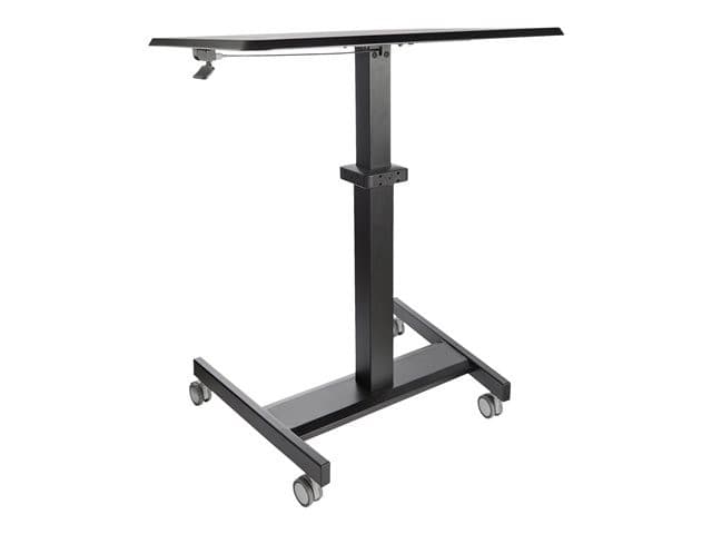 StarTech.com Mobile Standing Desk, Portable Sit Stand Ergonomic Height Adjustable Cart on Wheels, Rolling Computer/Laptop Workstation Table with Locking One-Touch Lift for Teacher/Student - Mobile Sit Stand Desk (STSCART2) - sit/standing desk - black - Image 4