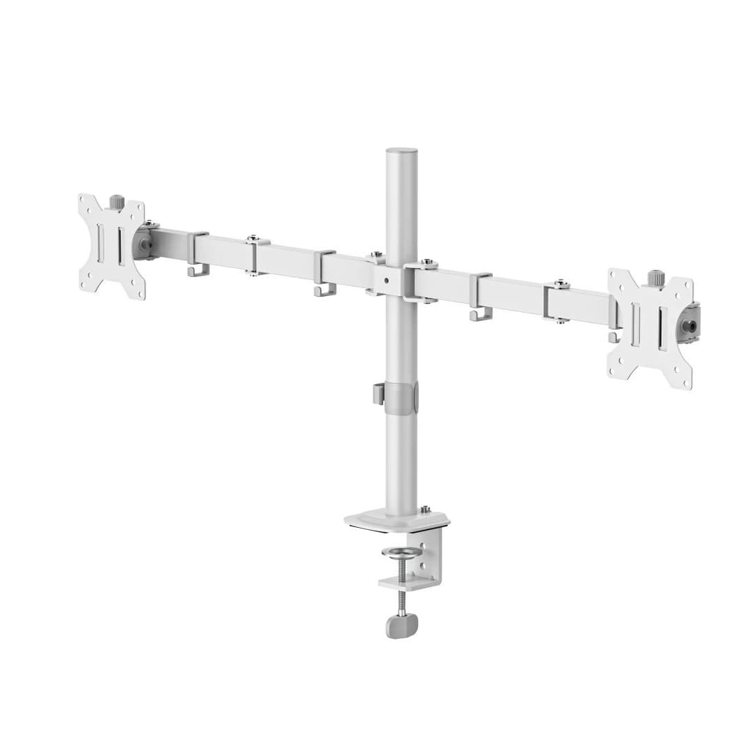 Hama Monitor Mount, 2 Monitors, Height-adjustable, Swivel/Tilt, 13" - 35", White - Image 1