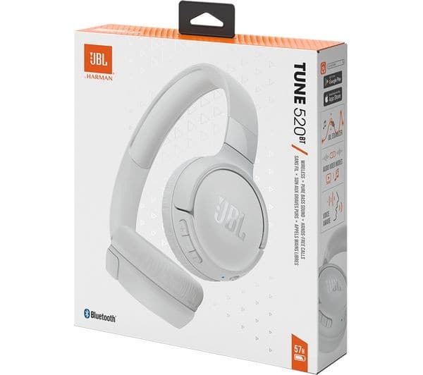 JBL Tune 520BT Wireless On-Ear Headphones - White - Image 4
