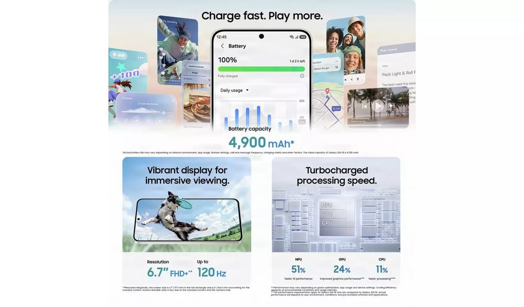 SAMSUNG Galaxy S26 FE 5G 128GB 8GB Smartphone AMOLED 50MP Camera - Blueberry - Image 8