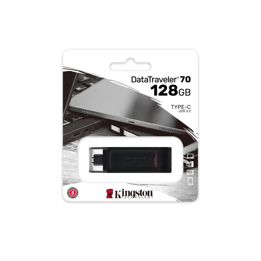 USB Stick Kingston Technology 128GB USB Flash Drive DataTraveler 70 USB-C 3.2 - Black - Image 3