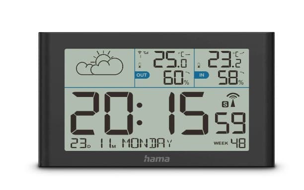 Hama Sylt Weather Station, with Outdoor Sensor, Radio, Alarm, black - Image 3