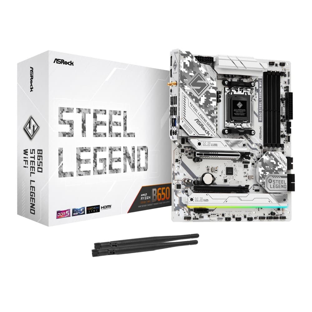 Asrock B650 Steel Legend WiFi DDR5 ATX AMD Socket AM5 Motherboard - White