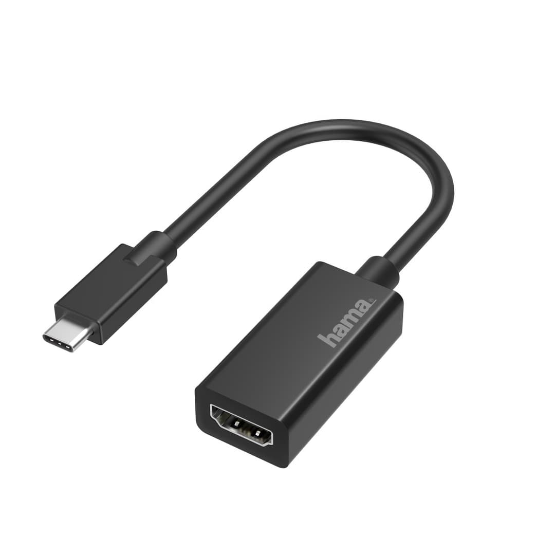 Hama 00205160 Video Adapter, USB-C Plug to HDMI Socket, Ultra-HD 4K, Black - Image 1