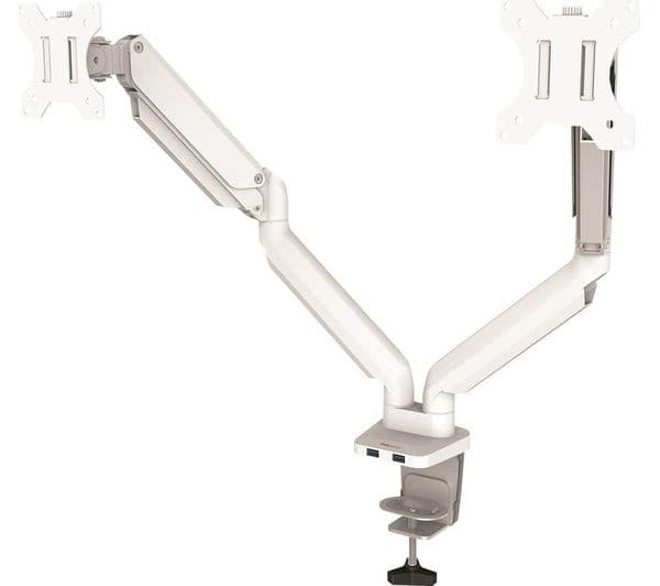 FELLOWES Platinum Series Dual Arm Full Motion 40" Monitor Desk Mount - White - Image 1