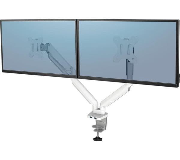 FELLOWES Platinum Series Dual Arm Full Motion 40" Monitor Desk Mount - White - Image 2