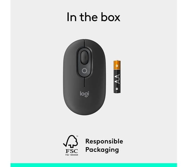 Logitech Pop Icon Wireless Optical Mouse - Black - Image 10