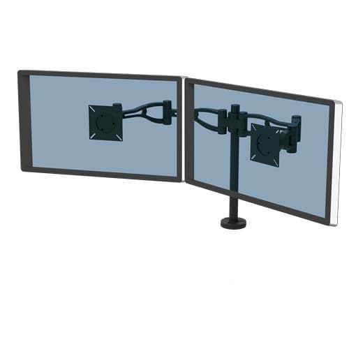 Fellowes Vista Dual Monitor Arm - Monitor Mount for 10KG 26 inch Screens - Ergonomic Adjustable Monitor Arm Desk Mount - Pan 180° Rotation 360°, VESA 75 x 75/100 x 100 - Black - Image 1