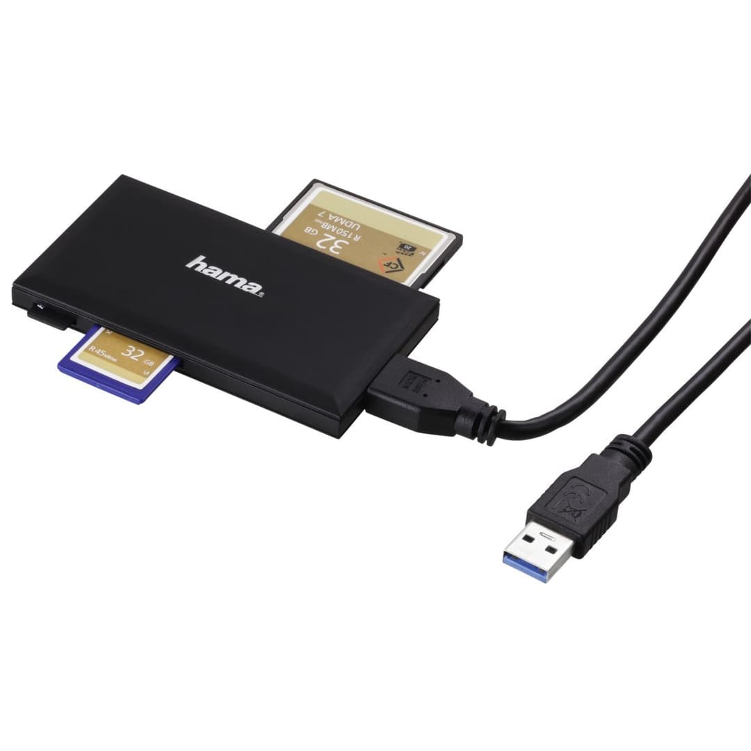 Hama USB 3.2 Gen 1 Multi-Card Reader SD/microSD/CF/MS, USB Type-A - Black - Image 3
