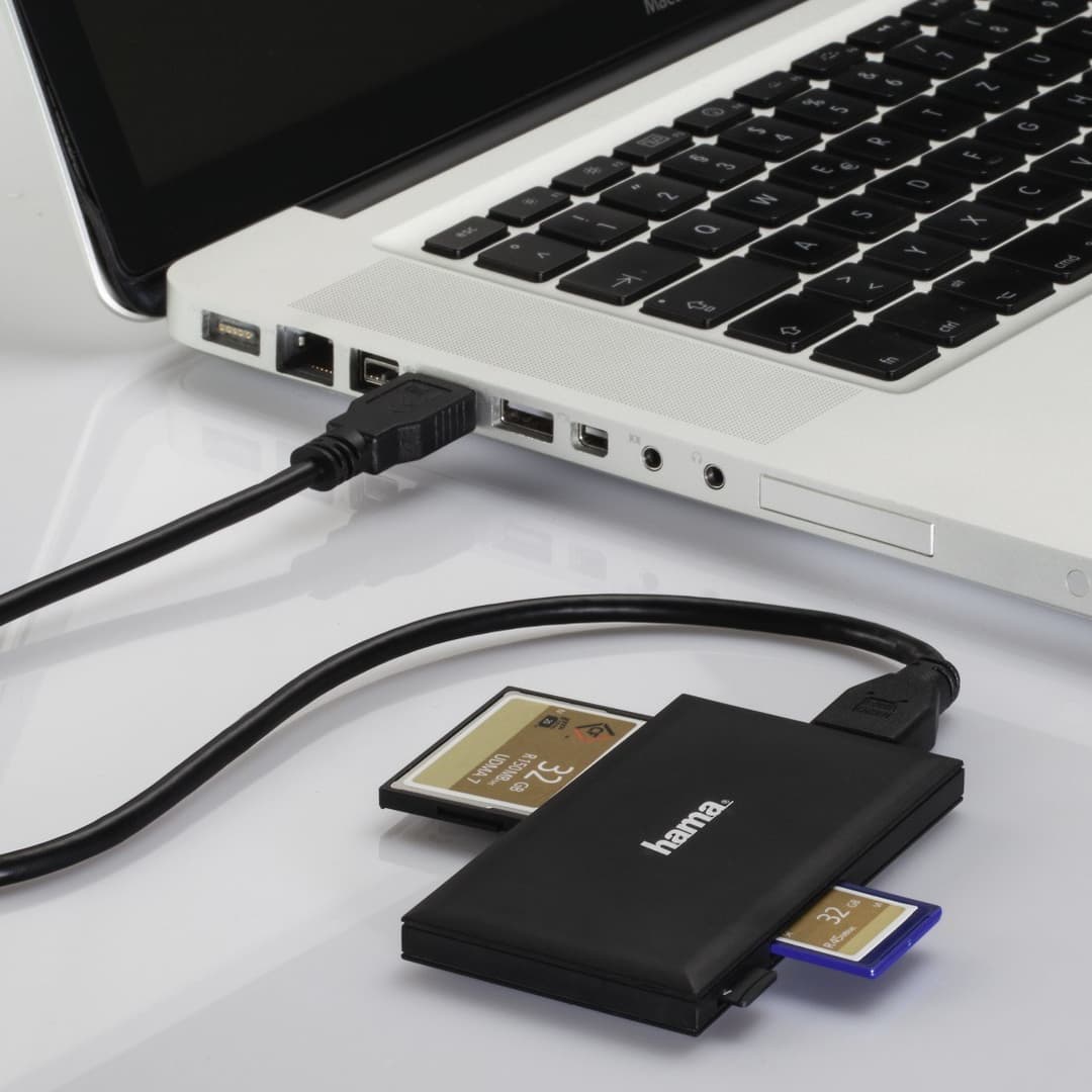 Hama USB 3.2 Gen 1 Multi-Card Reader SD/microSD/CF/MS, USB Type-A - Black - Image 4