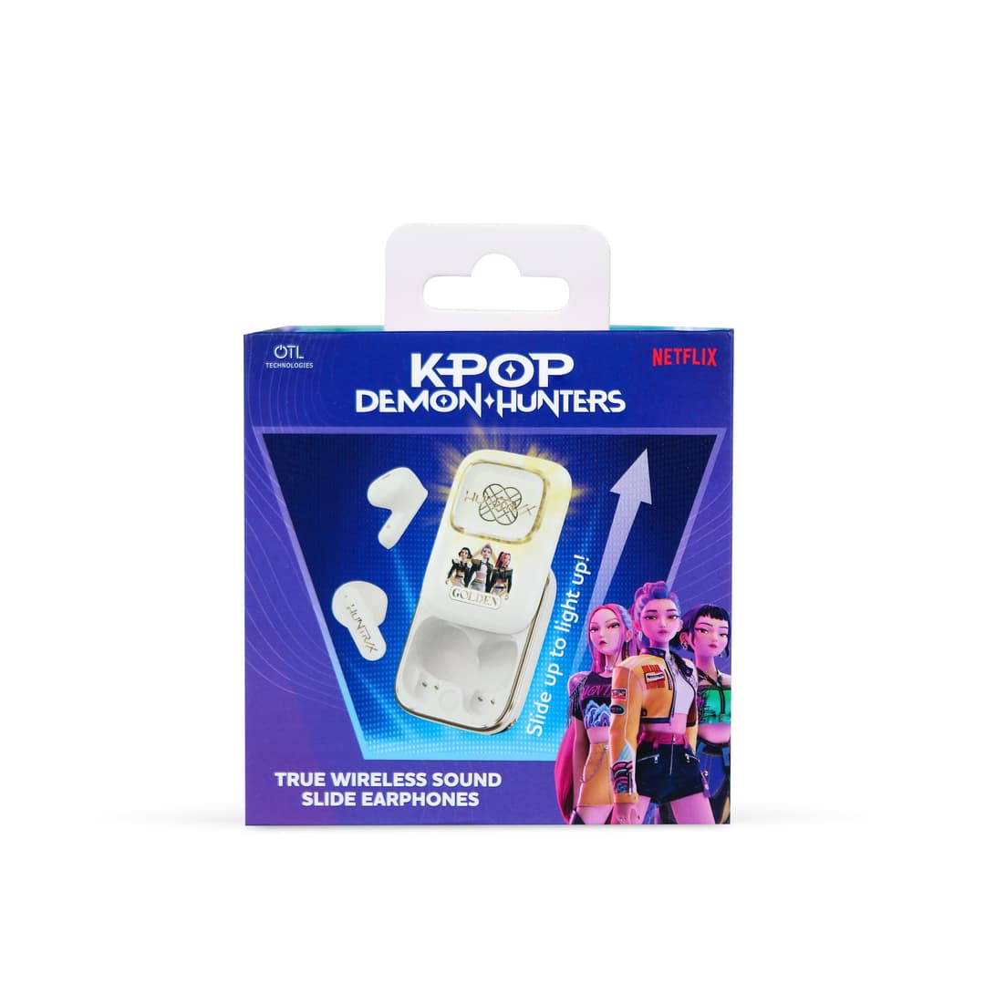 OTL KPop Demon Hunters Huntr/X Golden TWS Slide Earphones White - Image 3