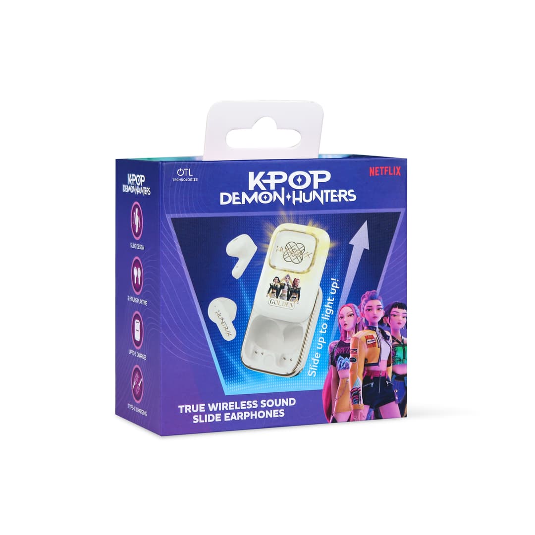 OTL KPop Demon Hunters Huntr/X Golden TWS Slide Earphones White - Image 5