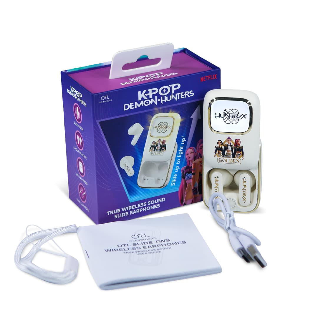 OTL KPop Demon Hunters Huntr/X Golden TWS Slide Earphones White - Image 6