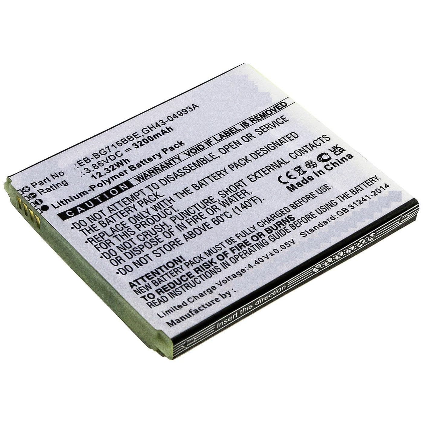 CoreParts MBXSA-BA0193 Replacement Battery for Samsung Galaxy Xcover Pro (SM-G715) — 12.32Wh 3.85V 3200mAh