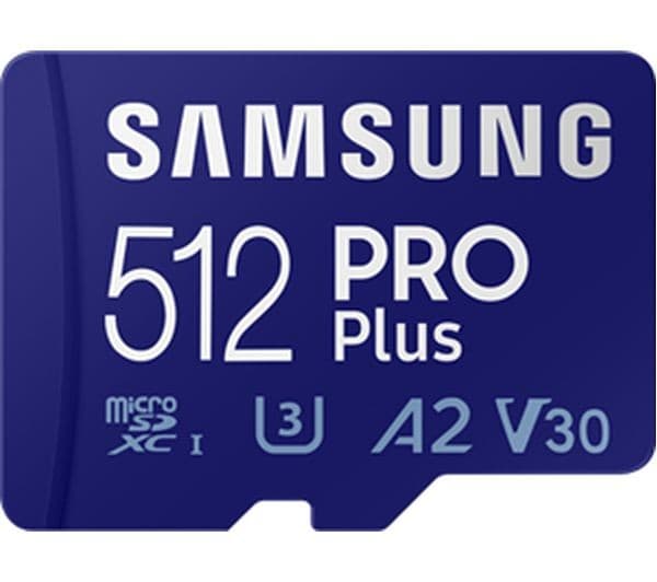 Samsung PRO Plus microSDXC Memory Card with SD Adapter - 180MB/s, UHS-I U3, V30, A2 - 512GB - Image 1