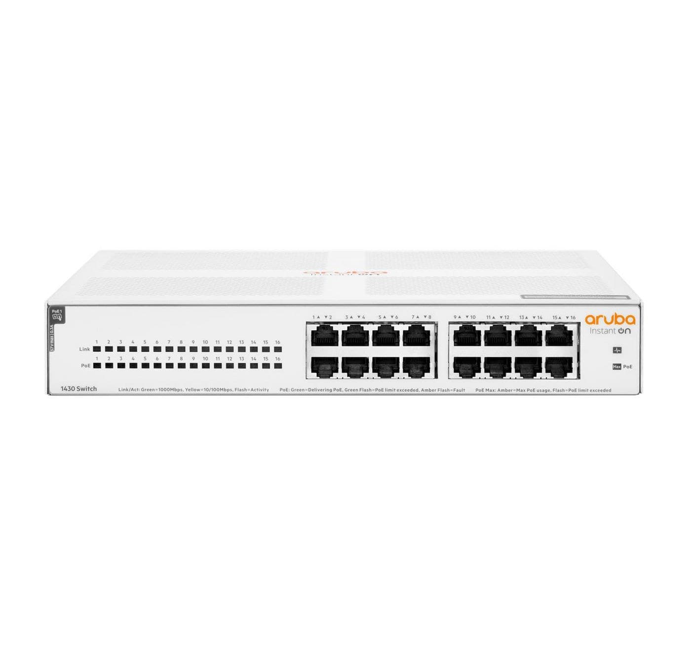HPE Aruba Instant On 1430 16G 16-Port Gigabit PoE Switch - White