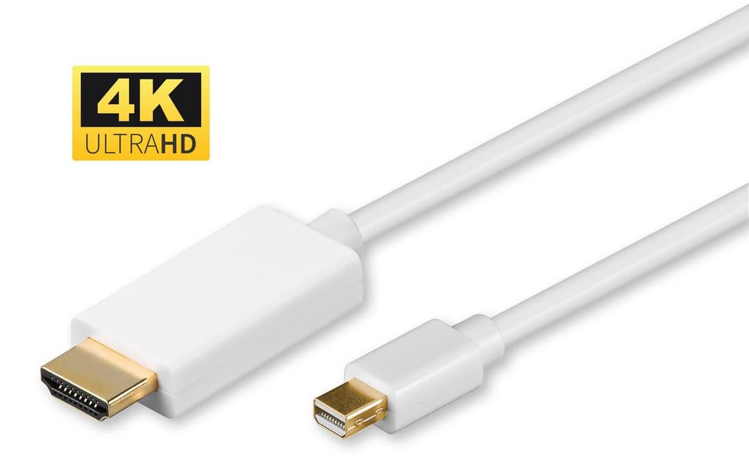MicroConnect 4K Mini DisplayPort 1.2 to HDMI Cable 3m White (MDPHDMI3-4K) - Image 1