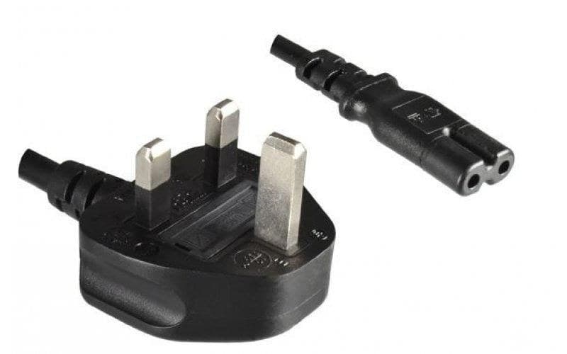 Mercodan UK Plug to C7 Figure-8 Power Cord 1.8m 3A - Black