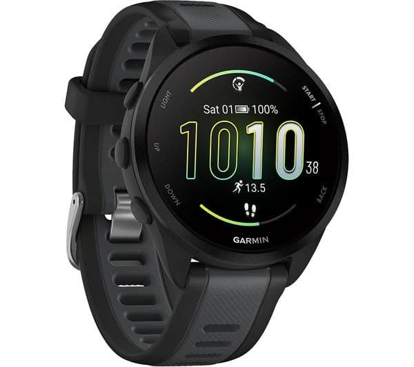Garmin Forerunner 165 43mm GPS Running Smartwatch - Black/Slate Grey - Image 1