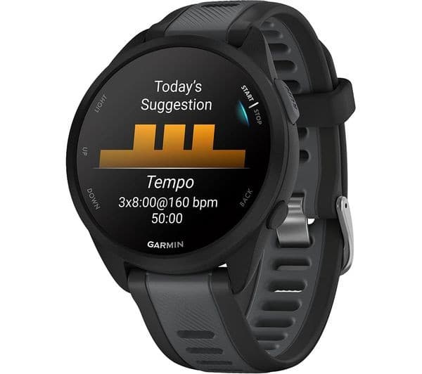 Garmin Forerunner 165 43mm GPS Running Smartwatch - Black/Slate Grey - Image 3
