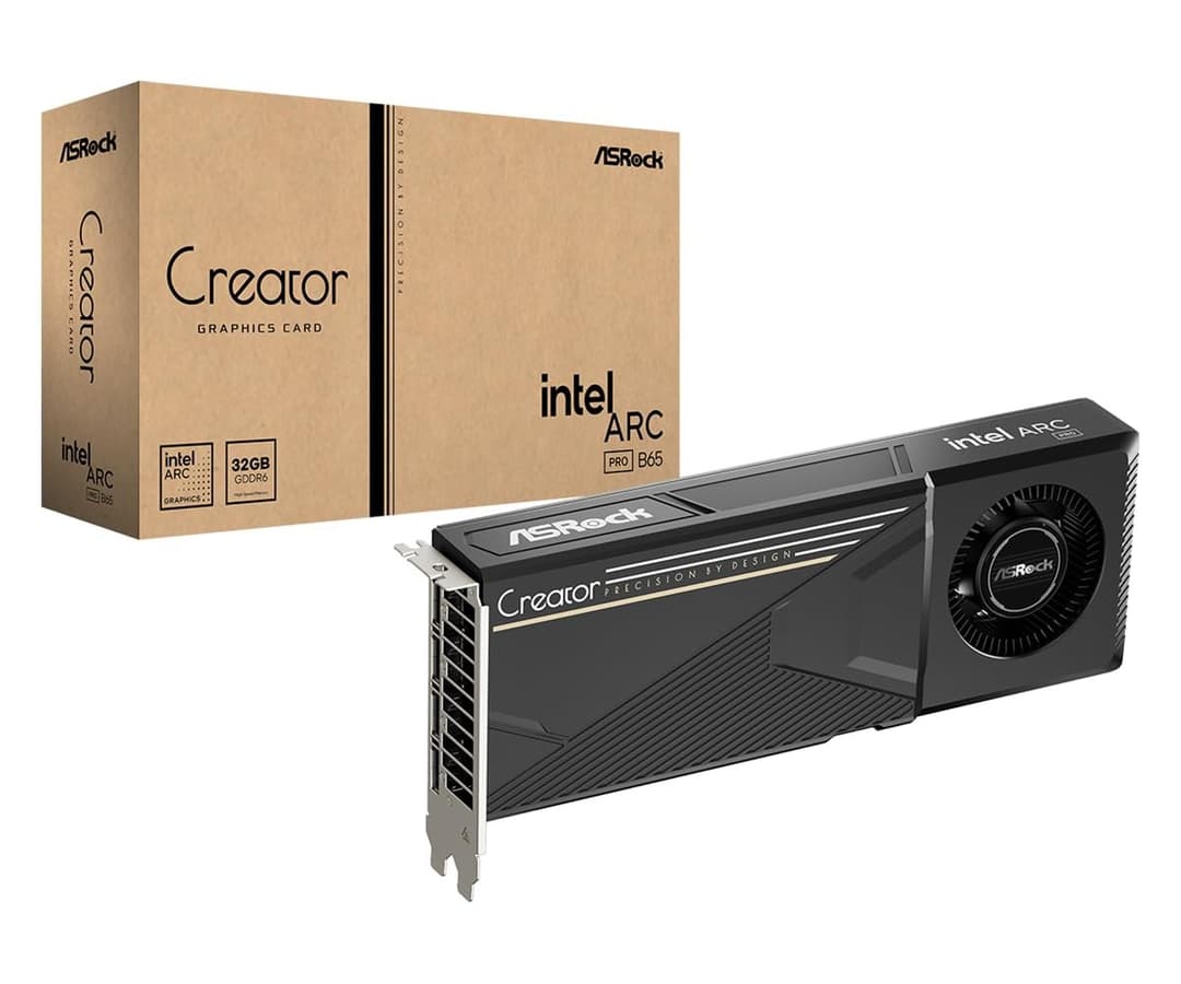 ASRock Intel Arc Pro B65 Creator 32GB GDDR6 Graphics Card - HDMI, 3x DisplayPort - Image 1