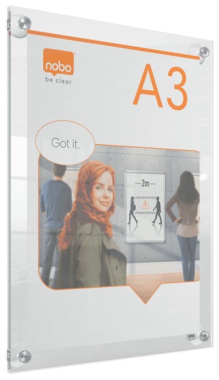 Nobo Premium Plus A3 Clear Acrylic Wall Mounted Repositionable Poster Frame - Image 2