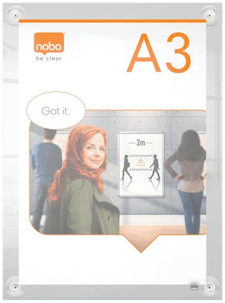 Nobo Premium Plus A3 Clear Acrylic Wall Mounted Repositionable Poster Frame - Image 4