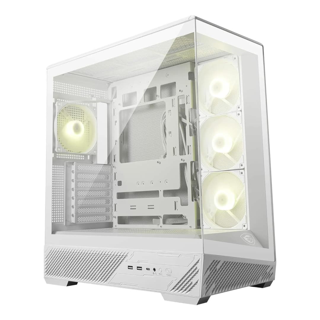 MSI MAG PANO 130R PZ ARGB Tempered Glass Mid Tower Gaming PC Case - White - Image 1