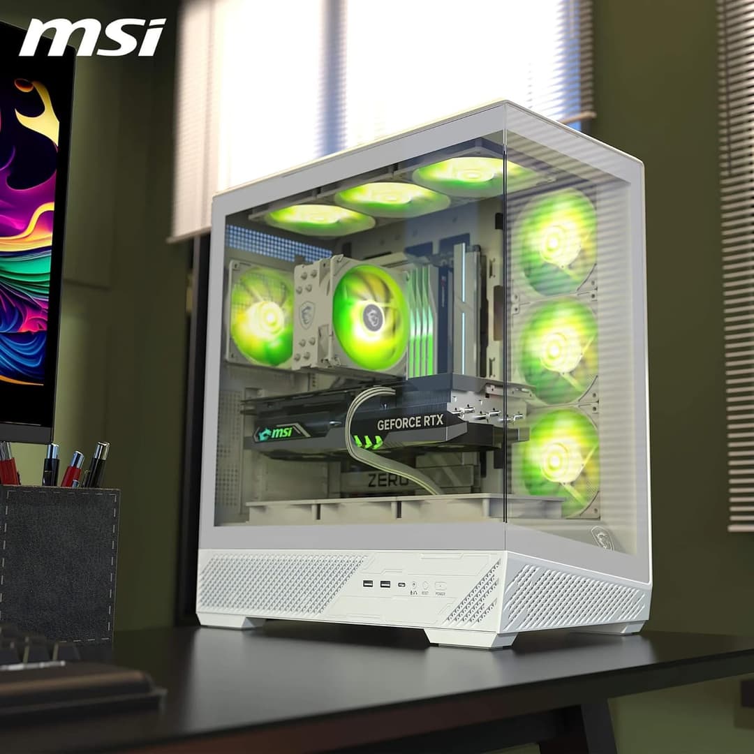 MSI MAG PANO 130R PZ ARGB Tempered Glass Mid Tower Gaming PC Case - White - Image 2